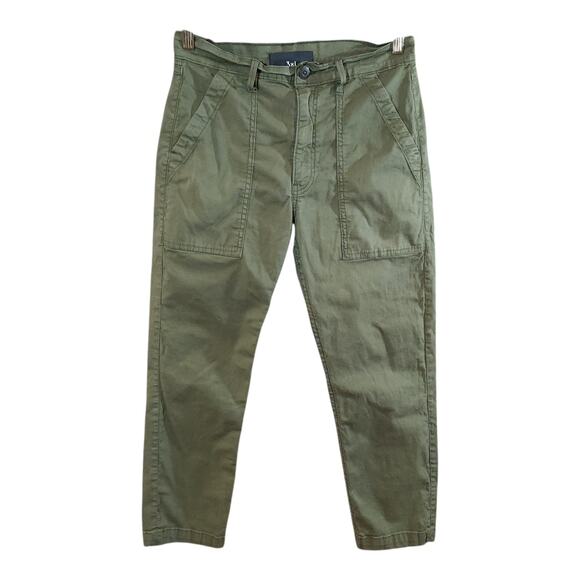 3x1 Sabine Tapered Stretch Twill Cropped Chino Pants in Moss Green Women's 25 - Picture 5 of 9